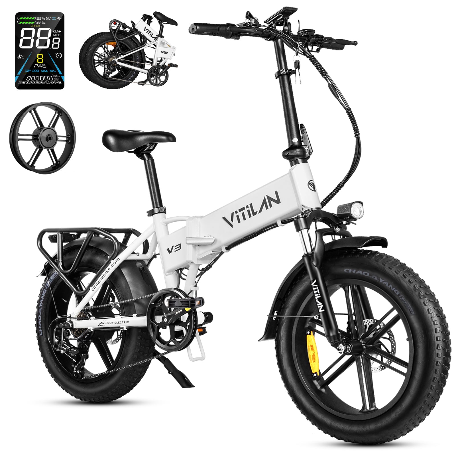 V3 2.0 Folding Fat Tires Adult All Terrain Electric Bike