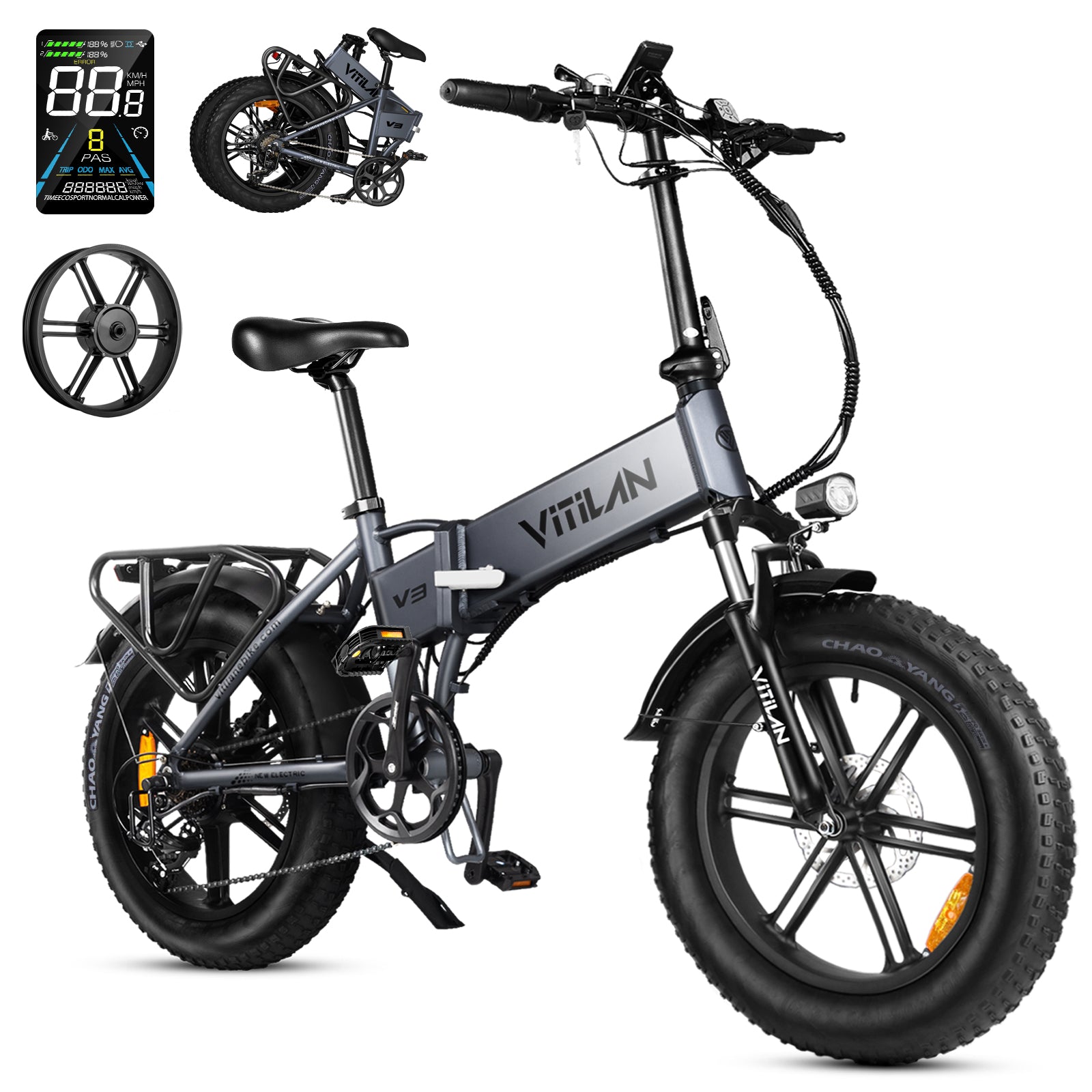 V3 2.0 Folding Fat Tires Adult All Terrain Electric Bike