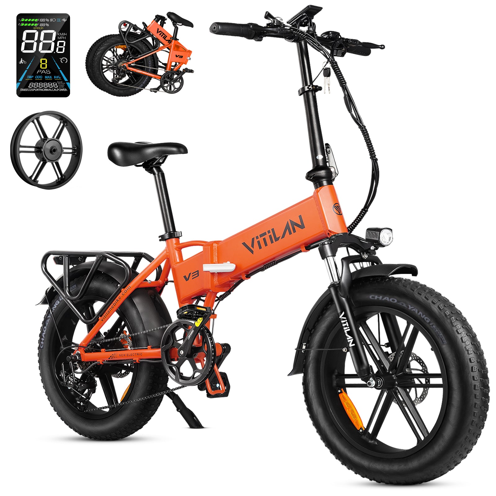 V3 2.0 Folding Fat Tires Adult All Terrain Electric Bike