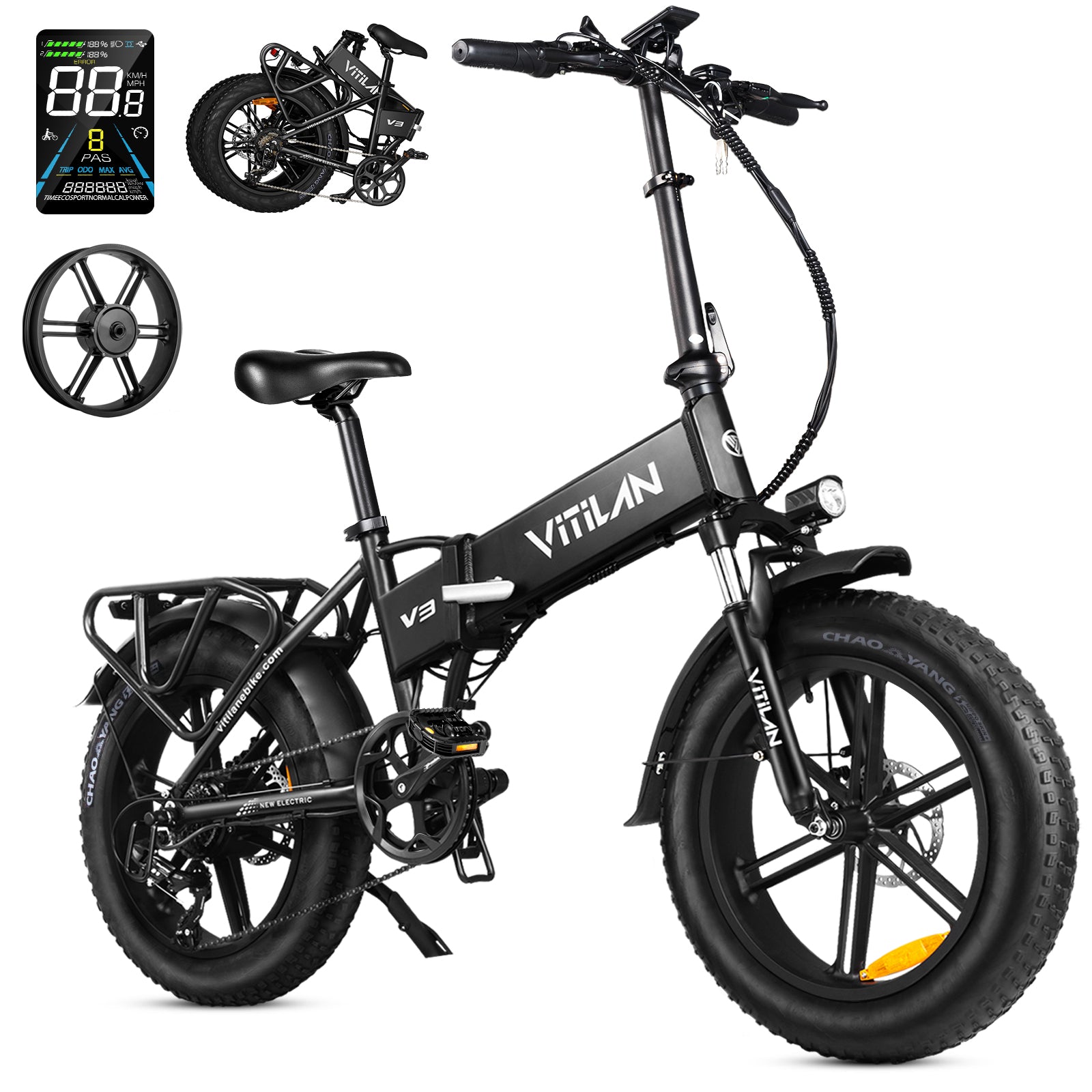 V3 2.0 Folding Fat Tires Adult All Terrain Electric Bike