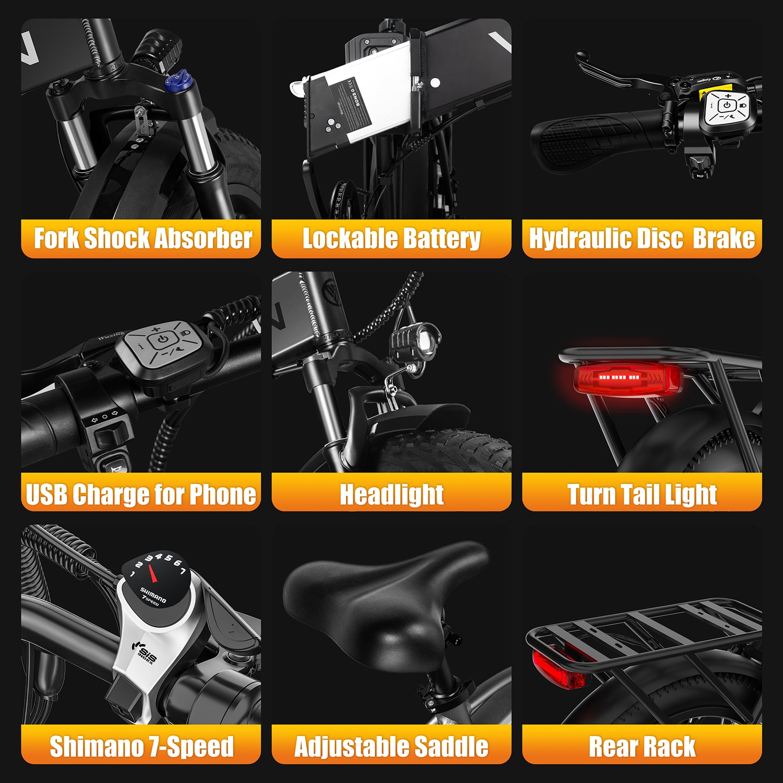 V3 2.0 Folding Fat Tires Adult All Terrain Electric Bike