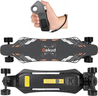 Qekud Electric Skateboard for Adults and Teens - 1800W Motor 4 Speed Modes - Remote Control with OLED with Display - Black