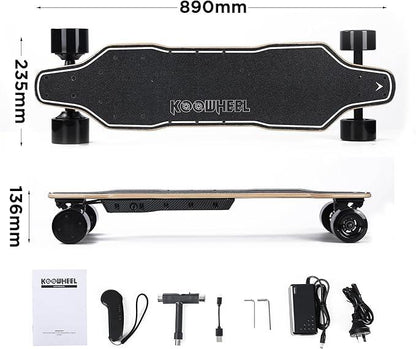 Qekud Electric Skateboard for Adults and Teens - Adjustable Speed - 700W Motor - 2.4G RF Remote Control - Black